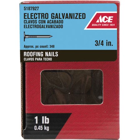 Ace 3/4 in. Roofing Electro-Galvanized Steel Nail Large 1 lb.