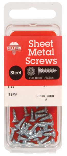Hillman No. 6 x 1 in. L Phillips Flat Head Zinc-Plated Steel Sheet Metal Screws 15 pk