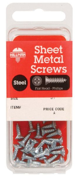 Hillman No. 6 x 1-1/2 in. L Phillips Flat Head Zinc-Plated Steel Sheet Metal Screws 15 pk