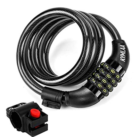 Bicycle Cable Lock Black 180Cm (6Ft) Steel