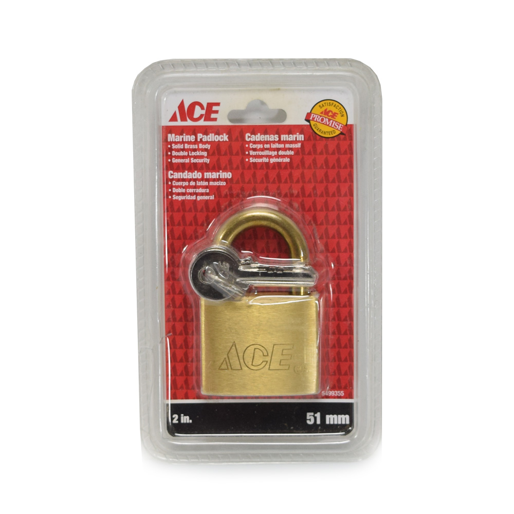 Marine Padlock 2 In (51Mm) Soild Brass Ace