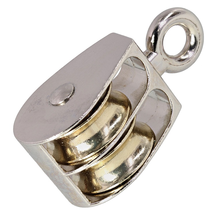 Campbell Chain 1 in. Dia. Nickel Copper Ridge Eye Double Sheave Rigid Eye Pulley