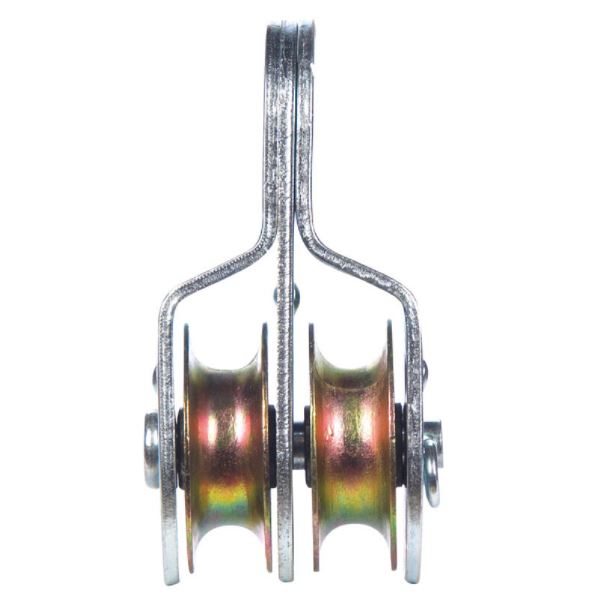 Campbell Chain 1-1/2 in. Dia. Zinc Plated Steel Fixed Eye Double Sheave Rigid Eye Pulley