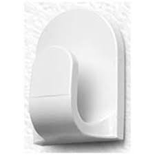 Adhesive Large Euro Hook 2 Pack White Plastic