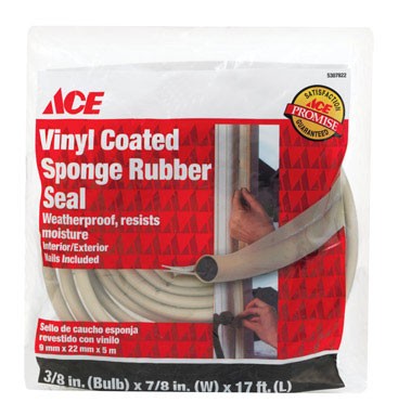 Ace Beige Vinyl Coated Sponge Rubber Weather Stripping For Door 17 ft. L x 7/8 in.Cancel