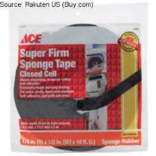 Sponge Tape Closed Cell 3-16In X 1 1-4In X 30Ft, (.48Cm X 3.18Cm X 9.14M) Rubber Black Ace