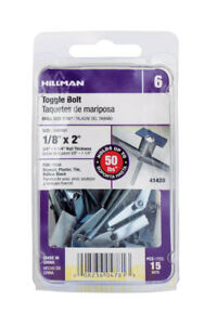 Hillman 1/8 in. Dia. x 2 in. L Round Steel Toggle Bolt 15 pk