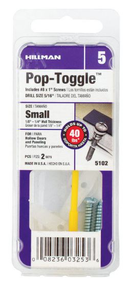 Hillman 1/8 in. Dia. x 1/8 in. Small in. L Zinc Pan Head Pop-Toggle Anchors 10 pk