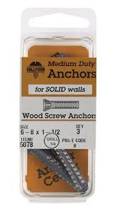 Hillman 0.164 in. Dia. x 1-1/2 in. L Lead Round Head Concrete Screw Anchor 3 pk