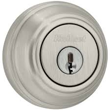 Kwikset Satin Nickel Metal Deadbolt.