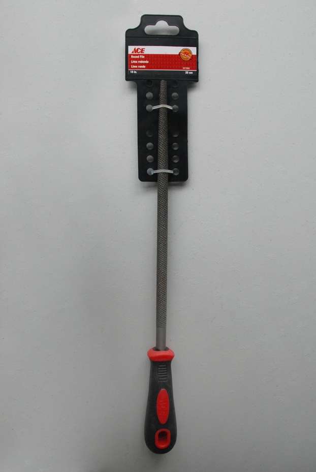 Bastard Single Cut Round File 10In (25Cm) Pp And Tpr Grip Ace.