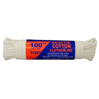Clothesline All Purpose 5Mm X 30M (7-32In X 100Ft), Cotton Natural Ace.
