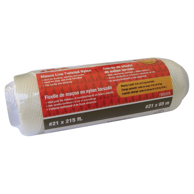 Twine Twisted Nylon #21 X 65M (215Ft) White Ace