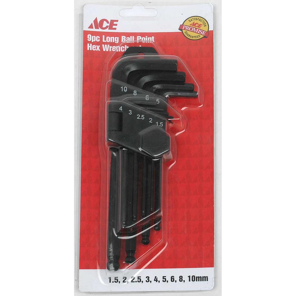 9 Piece Long Ball Point Hex Wrench Set Ace Cancel