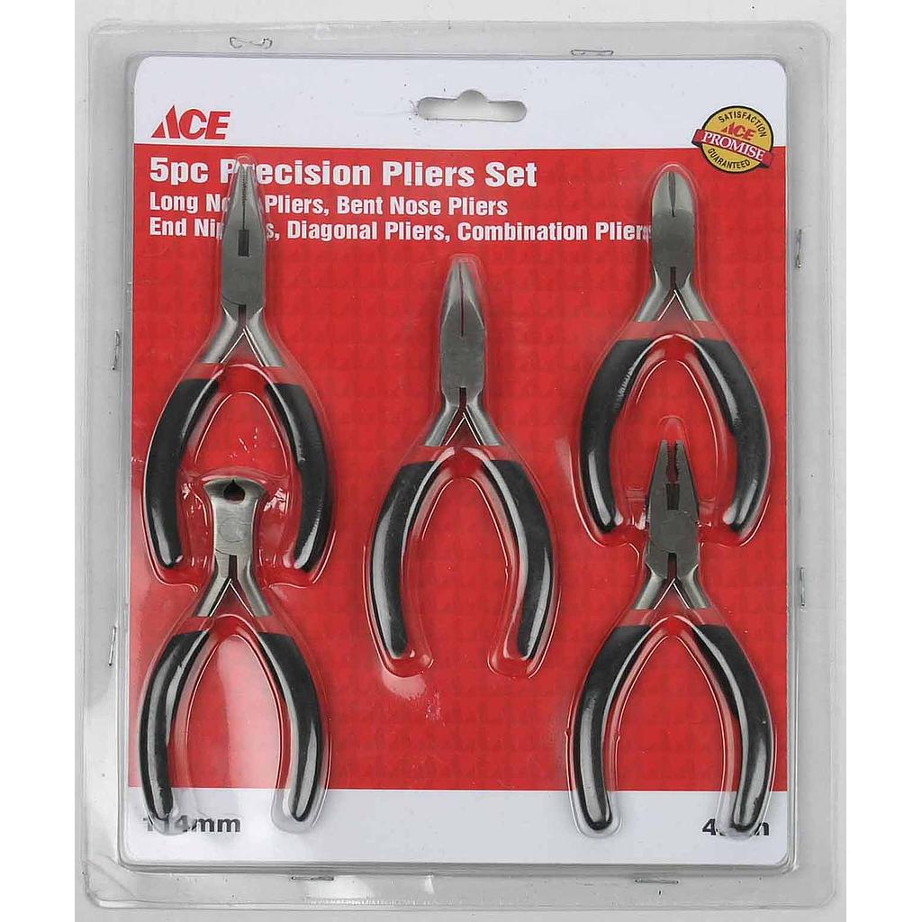 5 Piece Precision Plier Set 4.5In (11Cm) Vinyl Grip Ace Cancel.