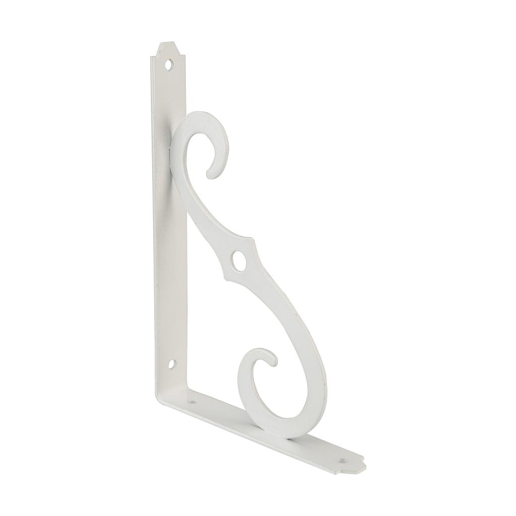 Ornamental Shelf Bracket 8In X 3 1-2In, (20.3Cm X 8.9Cm) Steel White Ace