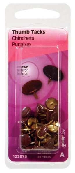 Hillman Brown Push Pins 40 pk