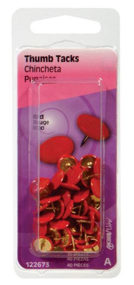 Hillman Red Push Pins, 40 pk