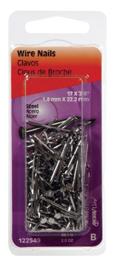 Hillman 17 Ga. x 7/8 in. L Bright Steel Wire Nails 1 pk 2 oz.