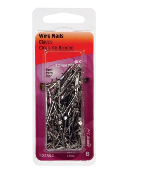 Hillman 1 in. Wire Bright Steel Nail Flat