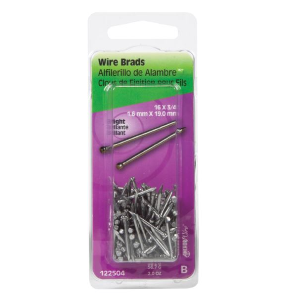 Hillman 16 Ga. x 3/4 in. L Bright Steel Brad Nails 1 pk 2 oz.