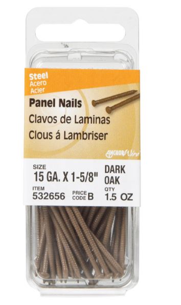 Hillman 1-5/8 in. Panel Dark Oak Steel Nail Large