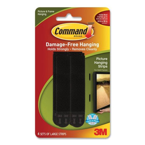 Pic Hang Strip Lg Blk8Pk.