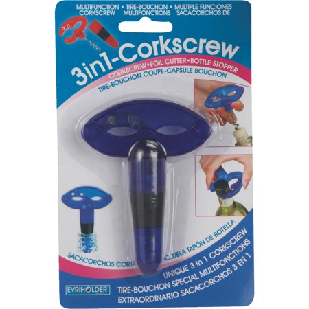 3 In 1 Corkscrew Plastic Handle Evriholder