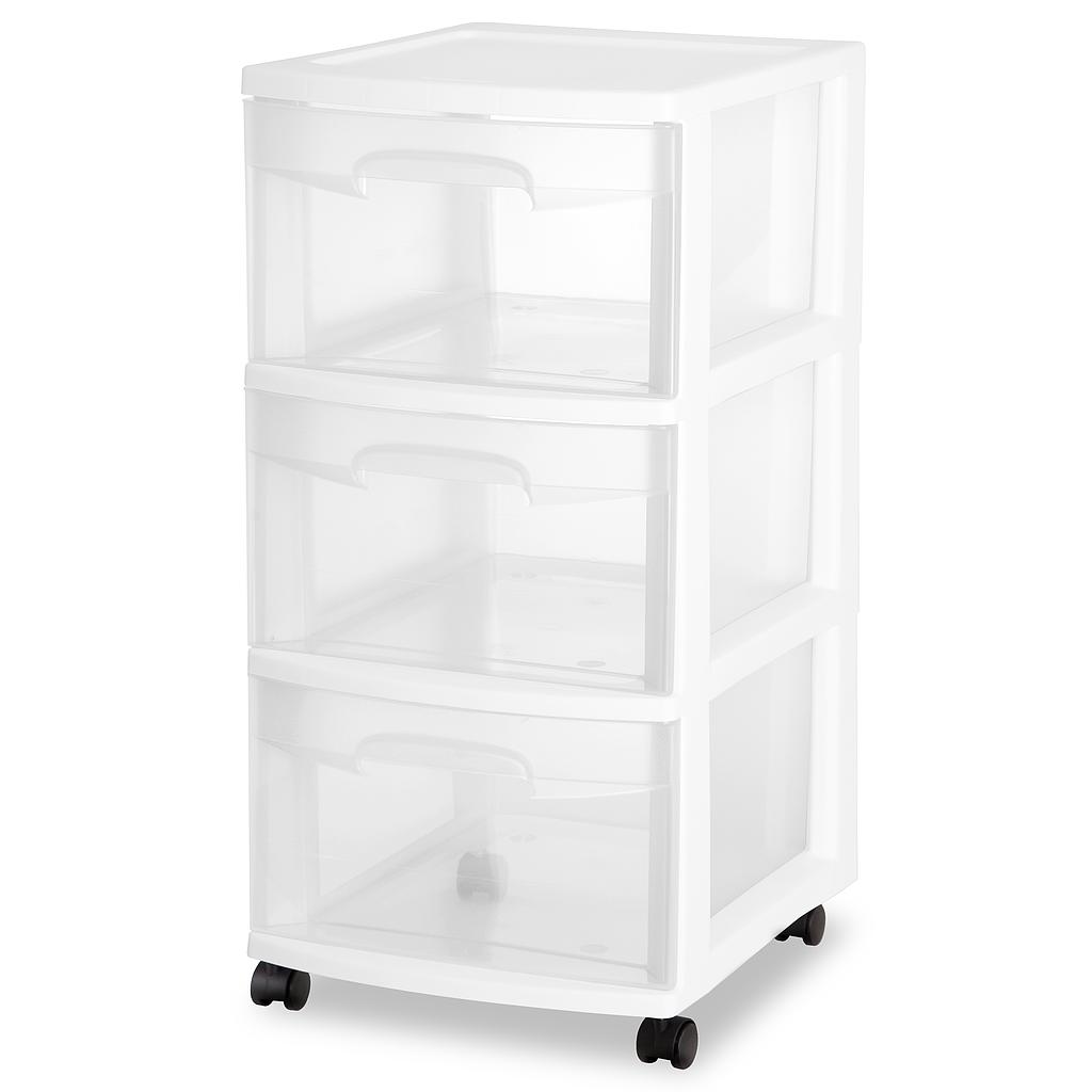 Cart 3 Drawr Clear-Wht
