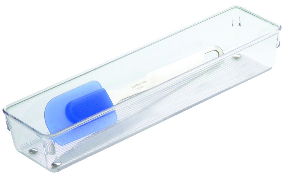 InterDesign 2 in. H x 3 in. W x 12 in. L Clear Plastic Drawer Organizer