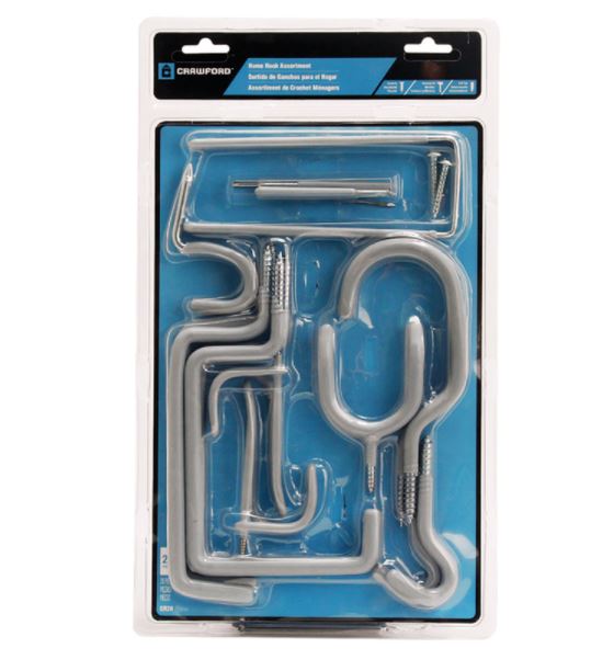 Crawford 8 in. L Vinyl Coated Gray Steel Assorted Hook 20 pk