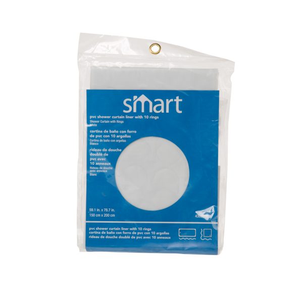 Shower Curtain Liner With 10 Rings Pvc White Smart.