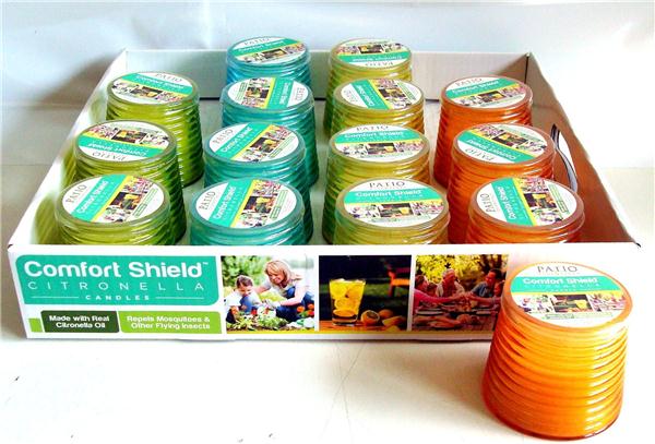 Citronella Candle 4Oz Glass Holder, Orange Green Yellow Blue Patio Essentials