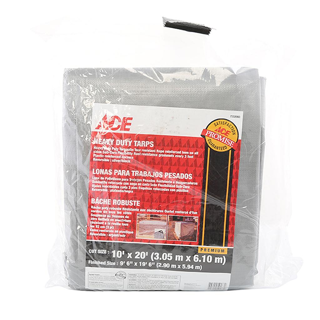 Tarp Silver-Black 10Ft X 20Ft, (3.05M X 6.1M) 8.5Ml 153G Ace.