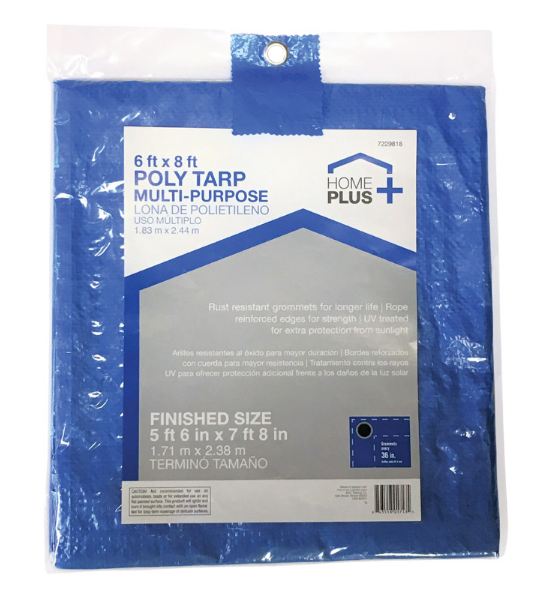 Poly Tarp Light Blue 8Ft X 10Ft (2.44M X 3.05M) 3.5Ml 82G Home Plus.