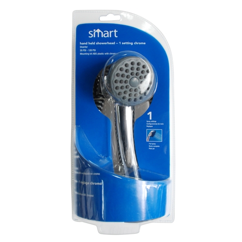 Handheld Showerhead 1 Setting 4.33In (11Cm) Head 60In (152Cm) Hose Pvc Chrome Finish Smart
