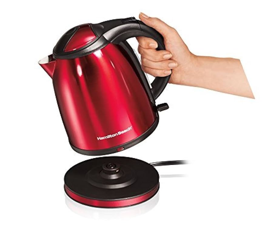 Hamilton Beach Cordless Electric Kettle - 1 Liter - Red Stainless Steel