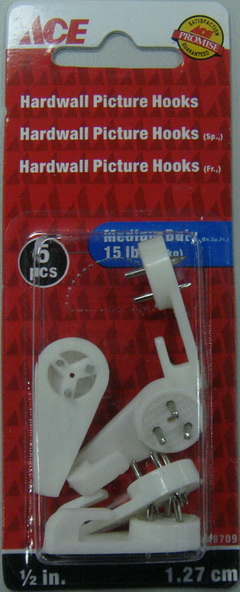 Hanger Hardwall Medium 1.27Cm (.5In) 6.8Kg (15Lbs), Plastic Card Of 5 Ace