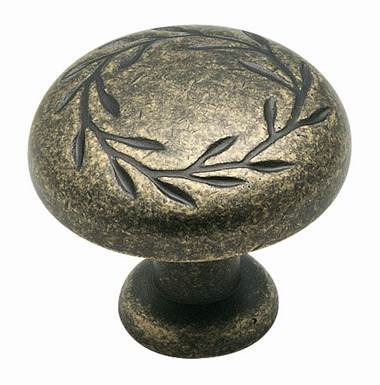 KNOB 1.25"D WEATHRD BRS