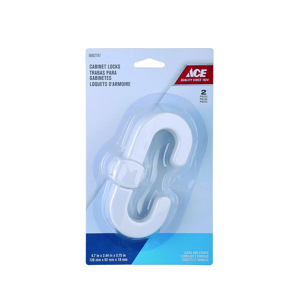 LOCK CABINET 12CM X 6.2CM X 1.9CM (4.7INX2.44INX.75IN) 2 PIECE PLASTIC WHITE ACE