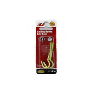 Ceiling Hook 2 1/2In (63.5Mm) Solid Brass Ace