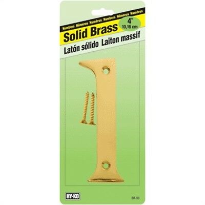 Polished 1 House Number 4In (10.2Cm) Solid Brass Hy-Ko
