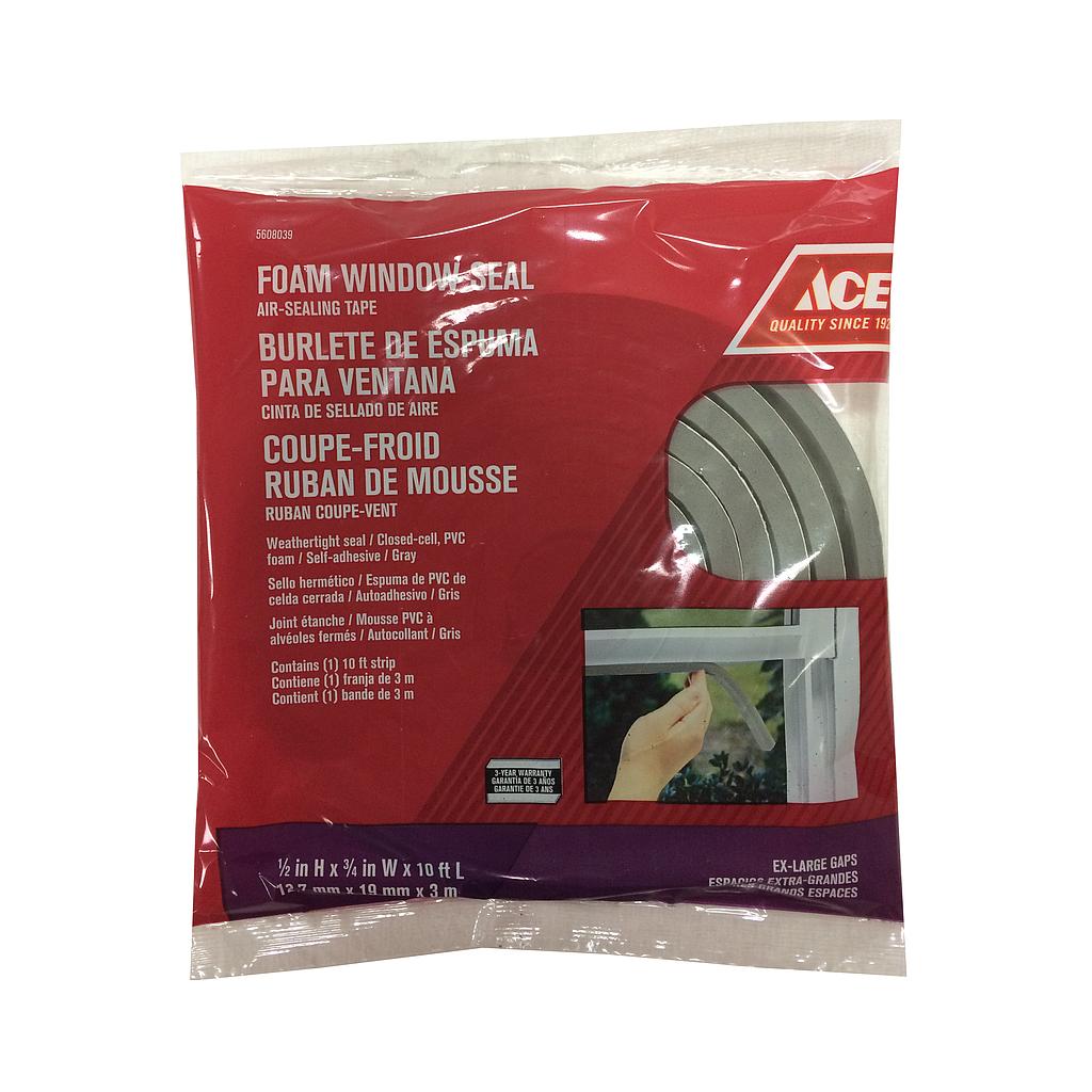 Foam Tape High Density 12.7Mm X 19.1 Mm X  3M, (1/2In X 3/4In X 10Ft) Gray Ace