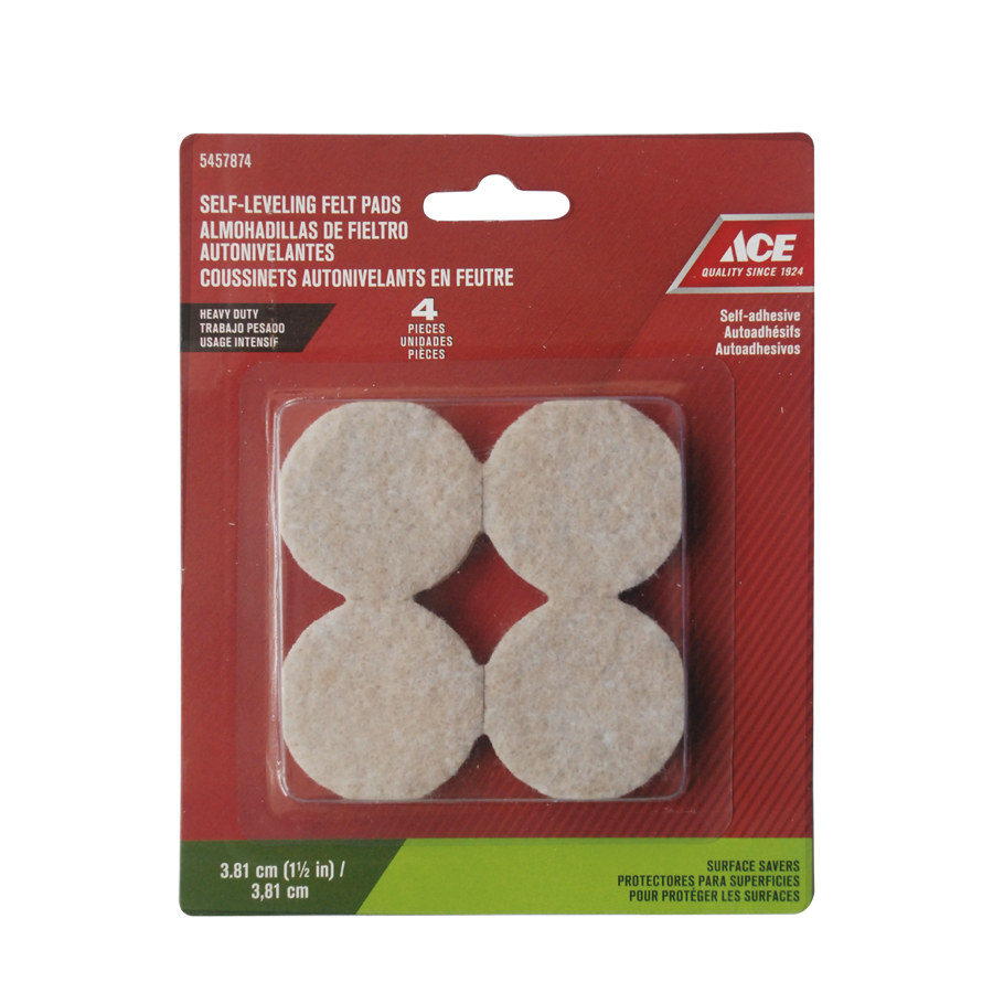 Self Leveling Round Self Adhesive Felt Pad - 1 1/2 In.