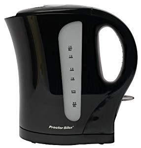 Proctor Silex, Black Glass/Plastic 1.7 L Electric Tea Kettle.
