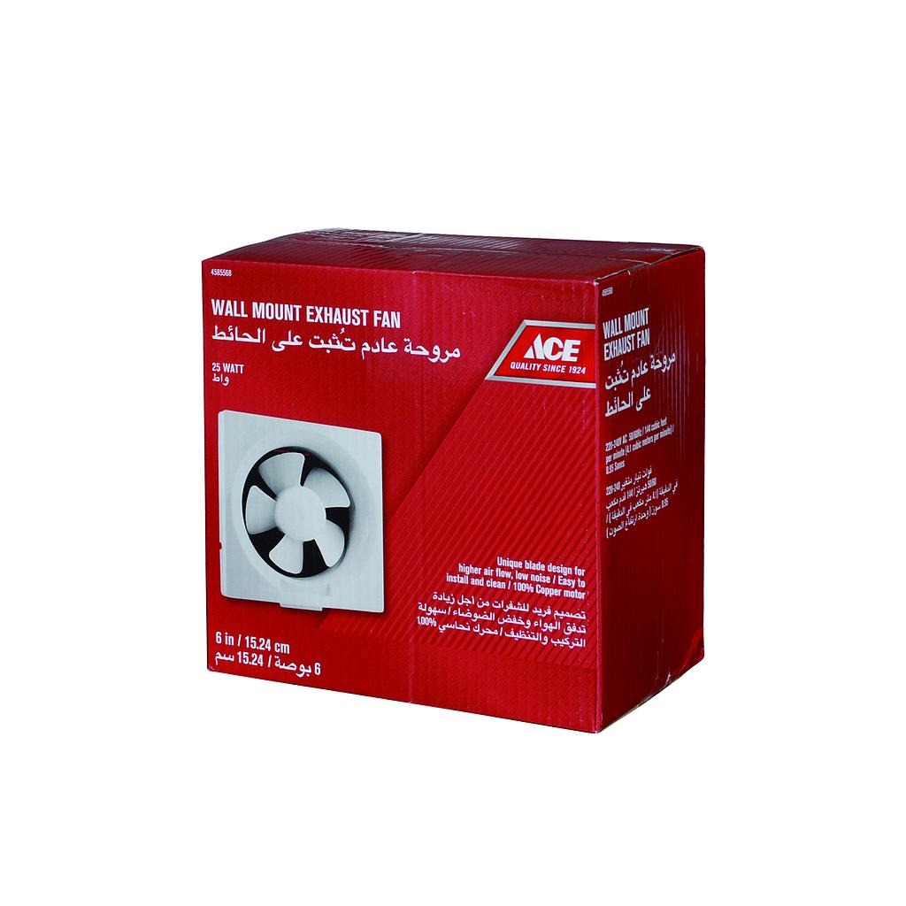 EXHAUST FAN 15.24CM (6IN) 25 WATT 220-240V 50/60HZ PP WHITE ACE