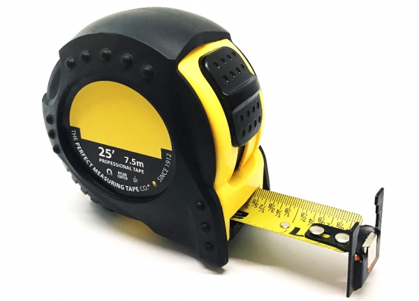 Tape Measure 25Ft (8M) Single Stop Rubber Grip