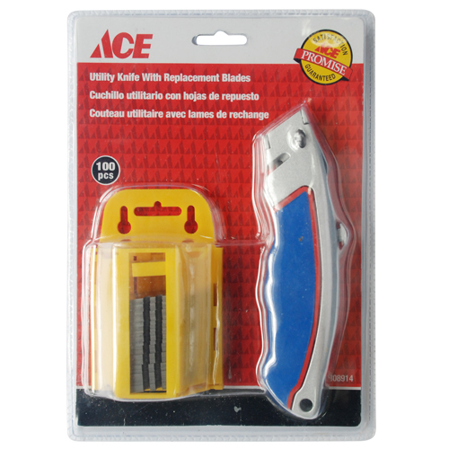 Utility Knife And Replacement Blades 100 Pieces Ace