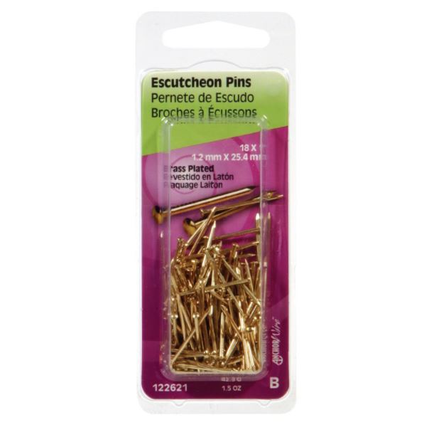 Hillman 18 Ga. x 1 in. L Brass-Plated Steel Escutcheon Pins 1 pk 1.5 oz.