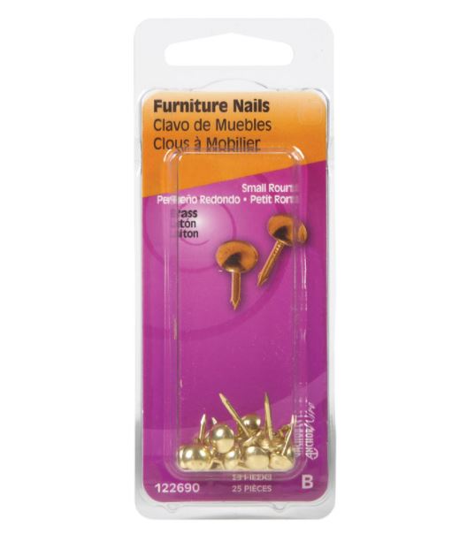 Hillman 7/16 in. Furniture Brass-Plated Brass Nail Round
